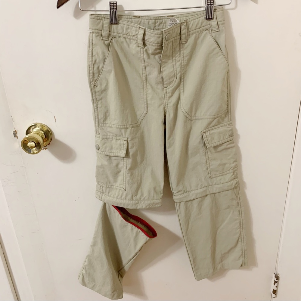 LL Bean kids khaki zip off convertible hiking pants shorts boys size 10 - Picture 3 of 7